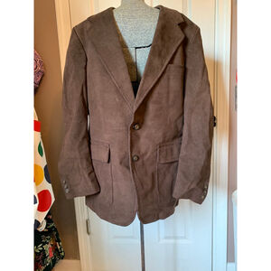 Men's Thos. Stuart Brown Faux Suede Blazer 42R with Blue Lining